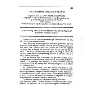 Al Anon Family Groups Reprints - A Teacher Finds Guidance in Al Anon Family Groups