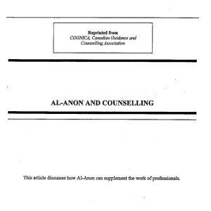 Al Anon Family Groups Reprints - Al-Anon and Counselling
